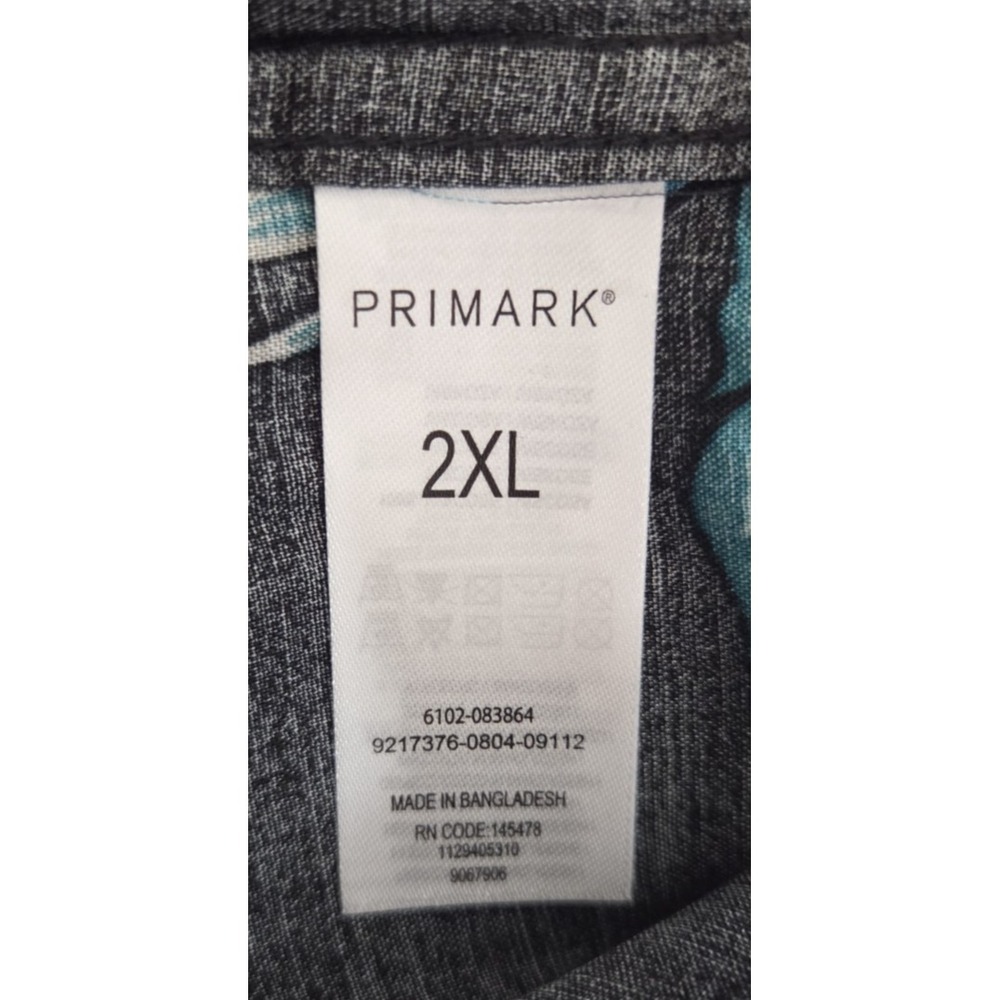 Primark Slim Fit Black Hawaiian Button Short Sleeve Shirt 2XL Purple Hibiscus - Picture 4 of 10